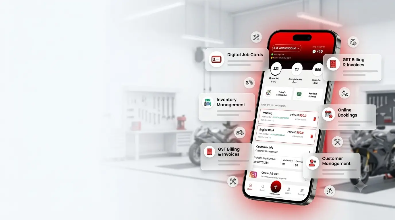 Job card management software for automobile workshops